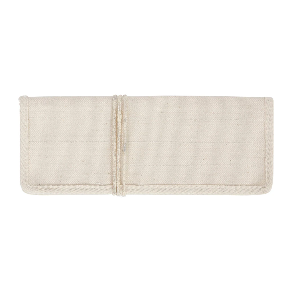 Comptoir De Famille Etui à Couverts Naturel Et Argenté En Toile De Coton Et Lurex - Emelise 1 Comptoir De Famille Etui à Couverts Naturel Et Argenté En Toile De Coton Et Lurex - Emelise