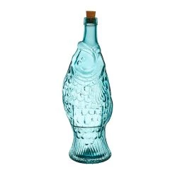Côté Table Bouteille Poisson Turquoise 1.1l En Verre Recyclé