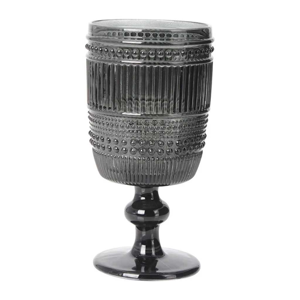 Côté Table Verre à Pied En Verre Fumé 30cl - Strie 2 Côté Table Verre à Pied En Verre Fumé 30cl - Strie – Image 2