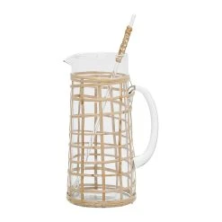 Côté Table Pichet Avec Agitateur Grenade 1.4l En Rotin Naturel Et Verre