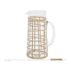 Côté Table Pichet Avec Agitateur Grenade 1.4l En Rotin Naturel Et Verre -AMEFA Magasin 38816 DET02 WEB