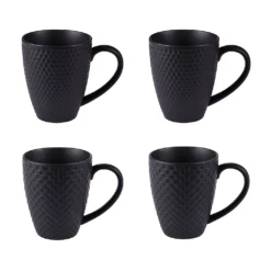 Table Passion Lot De 4 Mugs En Porcelaine Noir Mat