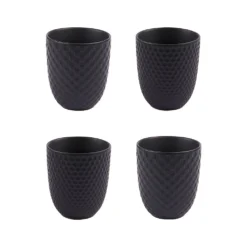Table Passion Lot De 4 Gobelets En Porcelaine Noir Mat