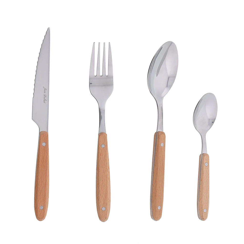Jean Dubost Ménagère 24 Pièces En Inox Et Bois Naturel - Woody 1 Jean Dubost Ménagère 24 Pièces En Inox Et Bois Naturel - Woody