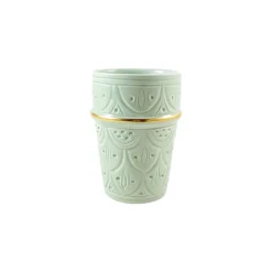 Chabi Chic Tasse Vert Amande, Liseré Doré D8xh11cm - Beldi Empreinte