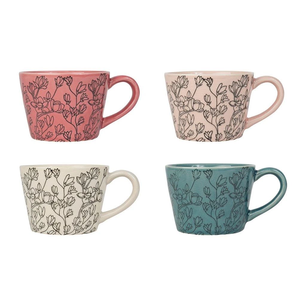SEMA DESIGN Lot De 4 Tasses à Thé En Grès Multicolore - Cerisia 1 SEMA DESIGN Lot De 4 Tasses à Thé En Grès Multicolore - Cerisia