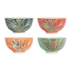 SEMA DESIGN Lot De 4 Bols En Grès Vert Et Orange 70cl - Tropic'art