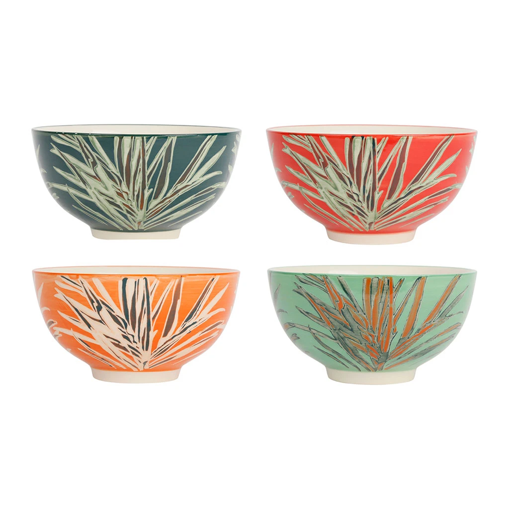 SEMA DESIGN Lot De 4 Bols En Grès Vert Et Orange 70cl - Tropic'art 1 SEMA DESIGN Lot De 4 Bols En Grès Vert Et Orange 70cl - Tropic'art