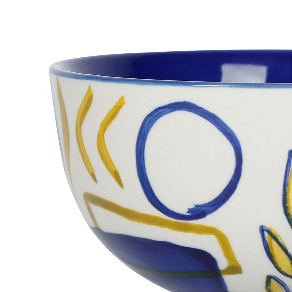SEMA DESIGN Lots De 4 Bols En Grès Bleu Et Moutarde 35cl - Arty Folk 2 SEMA DESIGN Lots De 4 Bols En Grès Bleu Et Moutarde 35cl - Arty Folk – Image 2