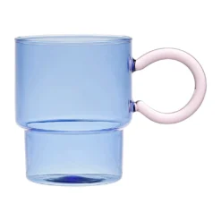 SEMA DESIGN Tasse à Thé En Verre Bleu Et Rose 33cl - Belle Vie