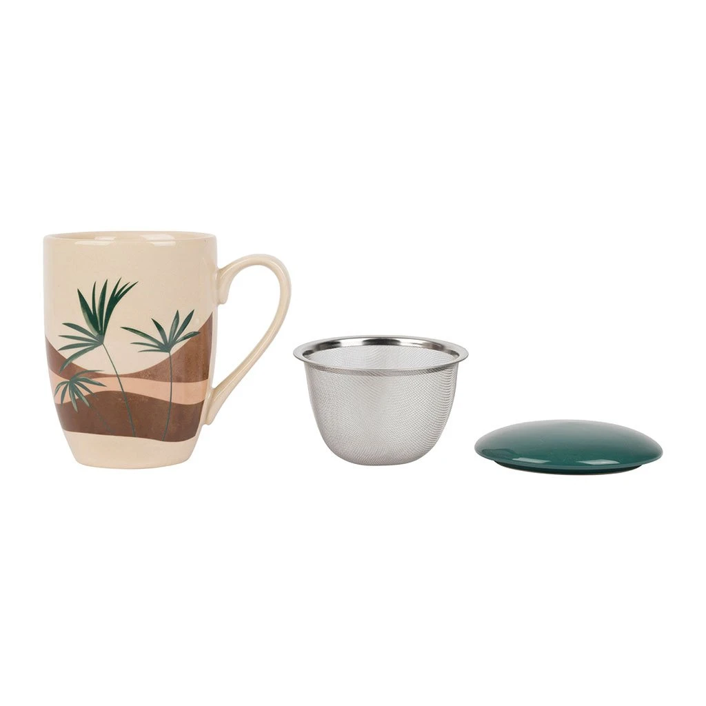 SEMA DESIGN Tisanière Terracotta Et Vert En Porcelaine Avec Filtre 37.5cl - Sweet Leaves 3 SEMA DESIGN Tisanière Terracotta Et Vert En Porcelaine Avec Filtre 37.5cl - Sweet Leaves – Image 3
