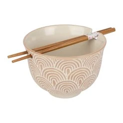 SEMA DESIGN Bols X2 Arc En Ciel Taupe Et Bleu Marine En Grès Et Baguettes En Bambou - Blue Sand 5 SEMA DESIGN Bols X2 Arc En Ciel Taupe Et Bleu Marine En Grès Et Baguettes En Bambou - Blue Sand -AMEFA Magasin 76928 DET02 WEB