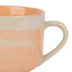 Alternative view of SEMA DESIGN Tasse Dejeuner X3 Sweet Leaves Terracotta+vert+corail 60cl-d12xh8.5cm Gres