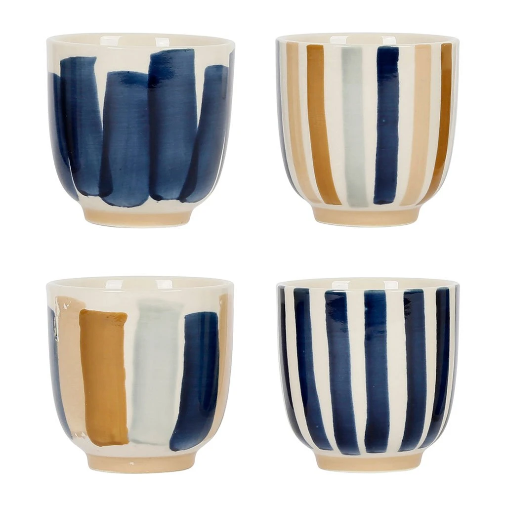 SEMA DESIGN Gobelet X4 Bleu Et Beige 17.5cl En Grès - Blue Sand 1 SEMA DESIGN Gobelet X4 Bleu Et Beige 17.5cl En Grès - Blue Sand