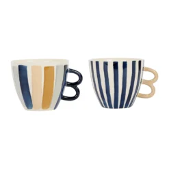 SEMA DESIGN Tasse à Déjeuner X2 Bleu Et Beige 60cl En Grès - Blue Sand