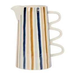 SEMA DESIGN Pichet Rayé Bleu Et Beige 1.9l En Grès - Blue Sand