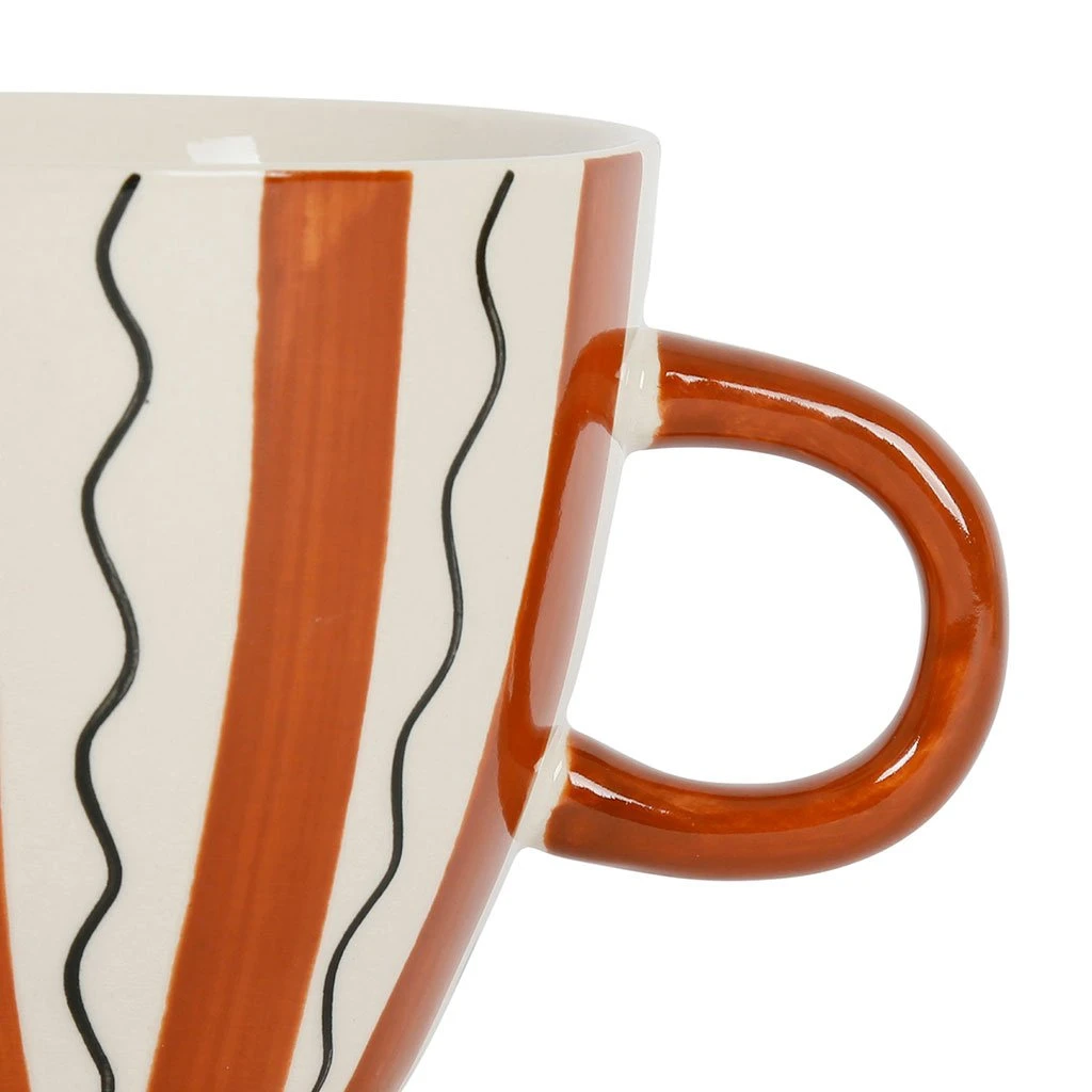 SEMA DESIGN Tasses à Déjeuner X3 Rayés Terracotta 60cl En Grès - Madeira 2 SEMA DESIGN Tasses à Déjeuner X3 Rayés Terracotta 60cl En Grès - Madeira – Image 2