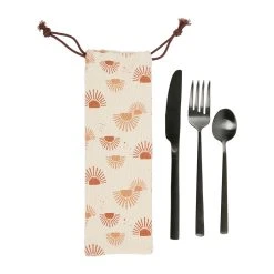 SEMA DESIGN Couverts En Inox à Emporter Avec Pochette Terracotta-terre Brulee